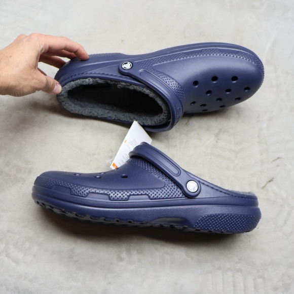 Crocs Men 12 Clog Blue Classic Lined Fleece Light Comfort Slip On Indoor NEW main image 4